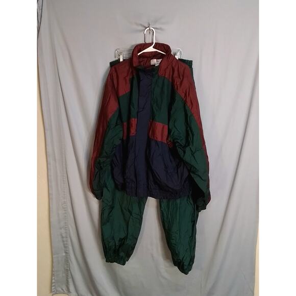 Thomas E Wilson vintage warm up / track suit green and burgundy - Picture 3 of 11